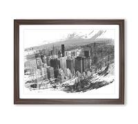 New York City Skyline USA Vol.21 V1 Modern Framed Print | A2 Walnut Framed Wall Art | Ready to Hang | Modern Flag Picture | Living Room Bedroom Lounge Office