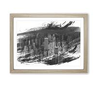 New York City Skyline USA Vol.22 V1 Modern Framed Wall Art Print, Ready to Hang Picture for Living Room Bedroom Home Office Décor, Oak A4 (34 x 25 cm)