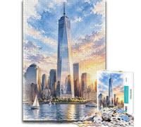 New York City Skyline Watercolor Wooden Puzzle 300 Pieces, Adult Gift Idea | A focused indoor hobby: a clear build method over several sessions.