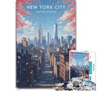New York City Skyline with Cherry Blossoms Wooden Puzzle 1000 Pieces | Shared puzzle time - a clear build method at home.