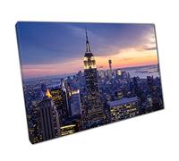 New York City Skyline With Skyscrapers At Sunset Famous City Photography Wall Art Print On Canvas Picture For Home Office Decor 61x41cm (24x16In)
