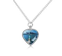 New York City State Urn Necklace for Ashes Adjustable Pet Cremation Jewelry Heart Urn Pendant for Men Women
