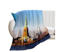 New York City Statue of Liberty Cityscape Blankets And Throws for Couch Bed Sofa Chair, Thicken Office Nap, Fluffy Lightweight Plush Super Soft Warm Flannel Throw Blankets for Man Women 30x40in