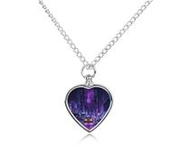 New York City Street Cute Pet Urn Necklace Cremation Jewelry for Ashes Heart-shaped Pendants for Dog Cat Lover