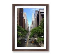 New York City Street Empire State Building Modern Framed Print | A2 Walnut Framed Wall Art | Ready to Hang | Modern Cityscape Picture | Living Room Bedroom Lounge Office