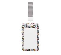 New York City Street Scene Print Badge Holder with Lanyard, Hard Plastic Vertical Name ID Card Badge Holders