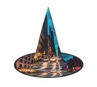 New York City Streets Print Halloween Witch Hat for Men Women Halloween Hat Cosplay Party Decoration