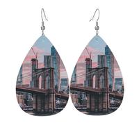 New York City Teardrop Earrings Luxurious Teardrop Faux Leather Earrings Durable Pierced Earring For Accessories Daily Wear Beach