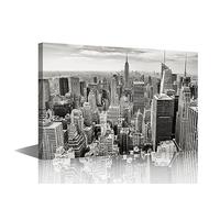 New York Cityscape Print - Native American City Skyline Pictures for Living Room NYC Canvas Painting 1 Panel Wall Art Architecture Towers Artwork Giclee Stretched Ready to Hang(24" Wx36 H)