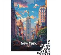 New York Cityscape with Empire State Jigsaw Puzzle 1000 Pieces, Metropolitan Building Scene, 1000 Pieces for Adults, for Travel Lovers, Gift Idea, 70x50cm/1000pcs
