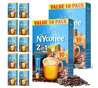 SOL 100pk Bulk NY 2-in-1 Coffee Sachets, White Coffee, Case Pack Includes 10 x 10 Individually Wrapped Instant Sticks, Convenient and Portable, Perfect for Home, Office, or Travel