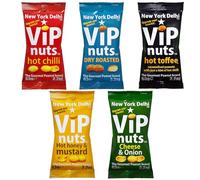 New York Delhi ViPnuts, Fab 5 peanuts Selection Box (5 x 63g) nuts. On the rare occassion we run out of a flavour we will sub with another fabulous flavour.