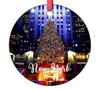 New York Downtown Cityscape Christmas Ornaments 2022 New York USA Travel Souvenir Hanging Christmas Decorations For Tree Hanging Ornaments Keepsake Xmas Anniversary Holiday Birthday Gift 3 Inch