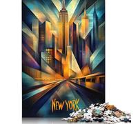 New York Dynamic Cubism - Modern Geometric Skyline Puzzles 1000 Pieces for Teenagers Gifts Paper Puzzle for Adults And Teenager for Adults& Teenagers Age 12 Years Up 38x26cm/1000pcs
