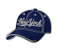 New York Fans Embroidered Patch - Blue & White Script Design - 3.0 x 2.3 Inch Iron-On/Sew-On Applique for Hats, Jackets, and Sports Fans DIY Decor
