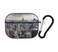 New York Fashion City AirPods Pro 2 Case Cover, Shockproof Hard Shell Protective Case for Women Men, Compatible with Airpod Pro Case 2nd/1st Generation with Keychain-Black