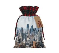 New York Fashion City Christmas New Year Candy Gift Bags M Size Drawstring Bags for Kids Xmas Holiday Xmas Eve Presents