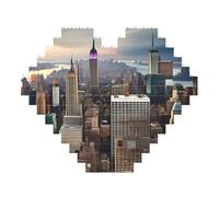 New York Fashion City Print Art Brick Puzzle Heart Shaped DIY Building Blocks Set 3D Jigsaw Home Decor 53 Pieces