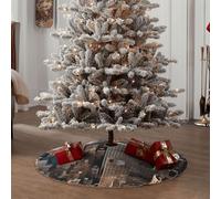 New York Fashion City Print Christmas Tree Skirt Holiday Decor Xmas Mat Festive Halloween Parties Accessory