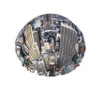 New York Fashion City Printed Double-Layer Waterproof Shower Cap - Reusable Spa & Face Mask Bathing Hat for Travel, Home Care & Beauty Routine