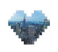New York Fashion City Printed Jigsaw Puzzle 10.8x12.8 CM, Heart-Shaped Puzzle Challenging Game for Adults, Fun Decorative Wall Decor