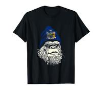 New York Flag Bigfoot in a Beanie T-Shirt
