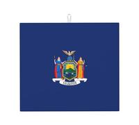 New York Flag Print Absorbent Dish Drying Mat Countertop Pad Foldable Reusable Kitchen Sink Accessory