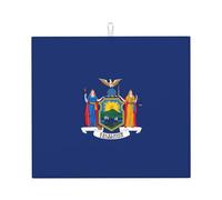 New York Flag Print Absorbent Dish Drying Mat for Kitchen Countertop Pad Non-Slip Foldable Reusable