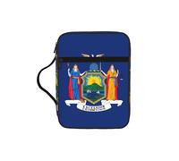 New York Flag Print Book Protector Holder Case, Study Bible Carrying Case With Multiple Internal Compartments