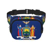 New York flag print Fanny Pack Waist Packs with Extender for Men Women, Waist Bag Hip Pack with Zipper Pockets, Black, One Size