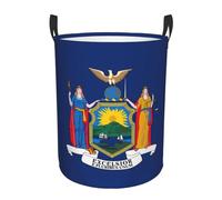 New York flag Print Round Laundry Hamper Waterproof Storage Bin for Daily Household Clothes Basket
