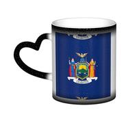 New York Flag Print Thermal Color Changing Mug, Ceramic Coffee Cup, Magic Mug for Home Office Cafe