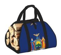 New York flag Printed Firewood Carrier Bag, Log Tote with Open-Ended Design for Camping Outdoor Wood Hauling