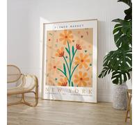 New York Flower Market Poster Wall Prints Art A5 A4 A3 A2 A1 Maxi Home Decor Unframed Botanical Floral Trendy Artist Matisse Style Artwork - 9132 (A4-210 x 297 mm)