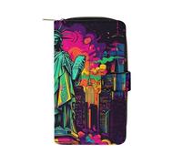 New York Freedom Graffiti Art Long Purses for Women Leather Card Holder Mens Wallet Coin Purse
