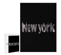 New York Funny Wooden Puzzle with Storage Box Adults Vertical Jigsaw Puzzles Challenge Gift for Family Game