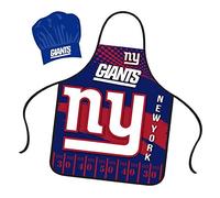 New York Giants Apron Chef Hat Set Full Color Universal Size Tie Back Grilling Tailgate BBQ Cooking Host, Team Color, One size