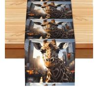 New York Giraffe Street Print Party Table Runner, Holiday Kitchen Dining Tabletop Runners, for Home Indoor Decor 13x72 In