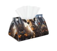 New York Giraffe Street Print Tissue Box Cover - Long Facial Paper Organizer Modern PU Leather Napkin Holder for Car, Bedroom