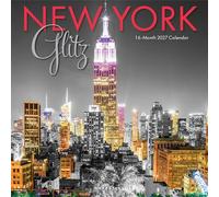 New York Glitz 2027 Wall Calendar, 30x30cm, 4 Month 2028 Preview Page | 30x30cm, Thick Paper, Home & Office Organiser, Large Monthly Grid, 3 Languages & Marked Holidays, 4 Month 2028 Preview Page