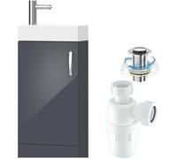 (New York Grey, 400mm) Belofay Floor Standing Vanity Unit with Ceramic Basin