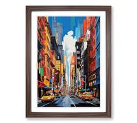 New York Hard Edge Painting No.2 Framed Print | A2 Walnut Framed Wall Art | Ready to Hang | Modern Historical Picture | Living Room Bedroom Lounge Office