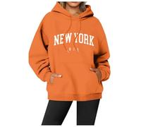 New York Hoodie Women Graphic Pullover Long Sleeve Comfy Casual Hooded Sweatshirts Pocket Fall Clothes Teen Girls 2024 New