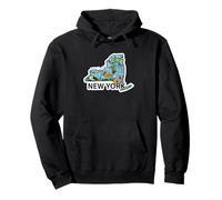 New York Illustration Vintage Map Landmarks Adventure Pullover Hoodie