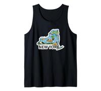New York Illustration Vintage Map Landmarks Adventure Tank Top