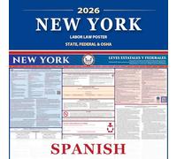 New York Labor Law Poster State, Federal, OSHA Compliant, 2026 All-in-One 24x36 inch UV Waterproof Laminated (Spanish, 1 Set)