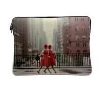 New York Ladies 60's Manhattan Vintage Linen Look Laptop Case 12-13 Inch Protective Laptop Sleeve Printed in France