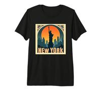 New York Landscape Statue of Liberty Premium T-Shirt