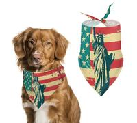 New York Liberty And USA Flag Vintage Dog Bandana Adjustable Pet Scarf Bib Cute Triangle Handkerchief for Dogs Cats Gifts