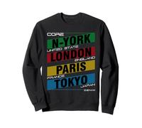 New York London Paris Tokyo City Names Graphic Sweatshirt